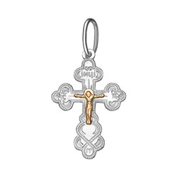 153-08 Крест комбинированый серебро+золото штампованный