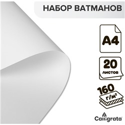 Набор ватманов чертёжных А4, 160 г/м², 20 листов