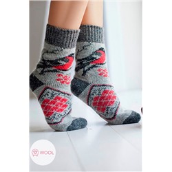 Бабушкины носки, Шерстяные женские носки с принтом - снегирями