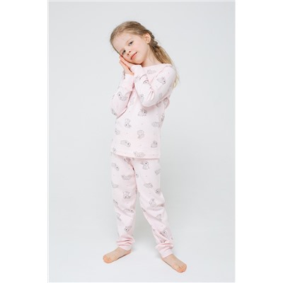 Пижама для девочки Crockid К 1552 зайчики и сердечки на светло-розовом