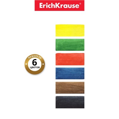 Акварель 6 цветов, ErichKrause Basic, без кисти, мягкий пластик, европодвес