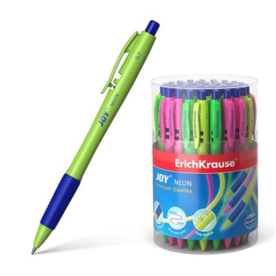 Ручка шариковая автомат ErichKrause JOY Neon, комфортное письмо, синяя