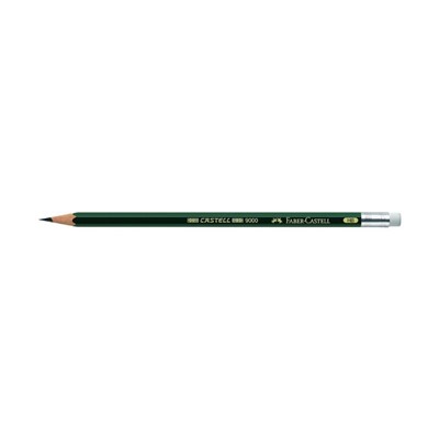 Карандаш художественный чёрнографитный Faber-Castel CASTELL® 9000 профессиональные HB с ластиком зелёный