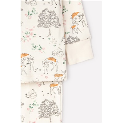 Пижама для девочки Crockid К 1552 олененок в лесу на сливках