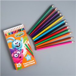 Цветные карандаши, 12 цветов, шестигранные, Смешарики