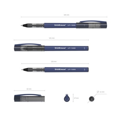 Ручка-роллер ErichKrause "UT-1300", узел 0.7 мм, чернила синие, мягкое, тонкое и чистое письмо