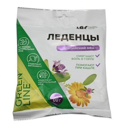 ABC леденцы Альпийский мед (на основе трав с витамином С) , 60g