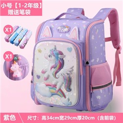 Рюкзак детский раскладной+пенал+ брелок, арт Р102, цвет: фиолетовый единорог