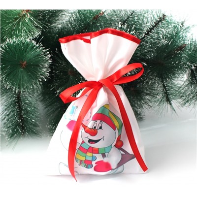 Новогодний мешок для конфет и подарков 20х30 см. Снеговик