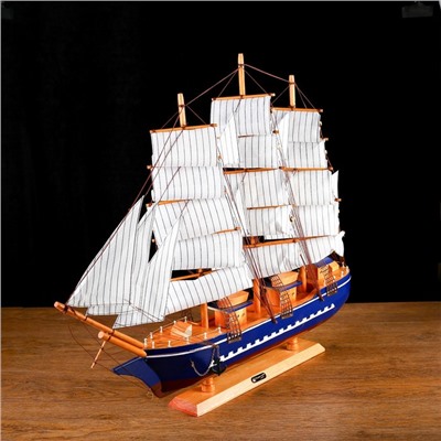 Корабль сувенирный большой «Орфей», борта синие, паруса белые, 11×80×71 см