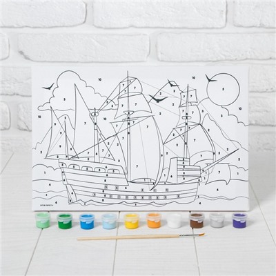 Картина по номерам «Корабль в море» 20×30 см