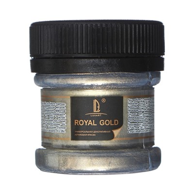 Краска акриловая 25мл, LUXART Royal gold, с высоким содержанием металлизированного пигмента, золото чёрное
