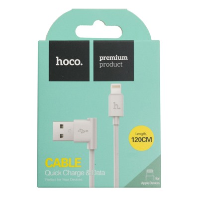 Кабель hoco Quick Charge & Data Lightning белый (1,2 Метра)