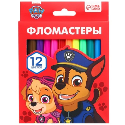 Фломастеры, 12 цветов, в картонной коробке, Paw Patrol