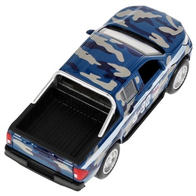 Машина металлическая Toyota Hilux, 12 см, световые и звуковые эффекты, двери, цвет синий камуфляж