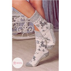 Бабушкины носки, Шерстяные женские носки с новогодним принтом в виде снежинок и оленей