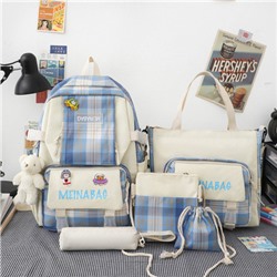 Комплект рюкзак из 5 предметов, арт Р67, цвет:синий (без брелка)