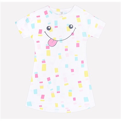 Сорочка для девочки Crockid К 1148 цветные квадратики на белом