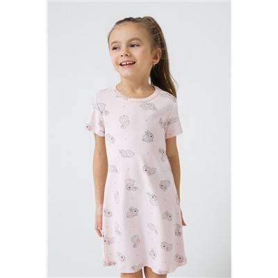 Сорочка для девочки Crockid К 1156 зайчики и сердечки на светло-розовом
