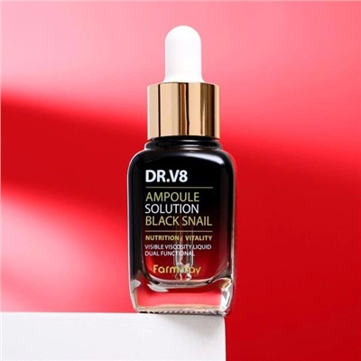 Сыворотка для лица с муцином черной улитки Farm Stay DR.V8 Ampoule Solution Black Snail 30мл